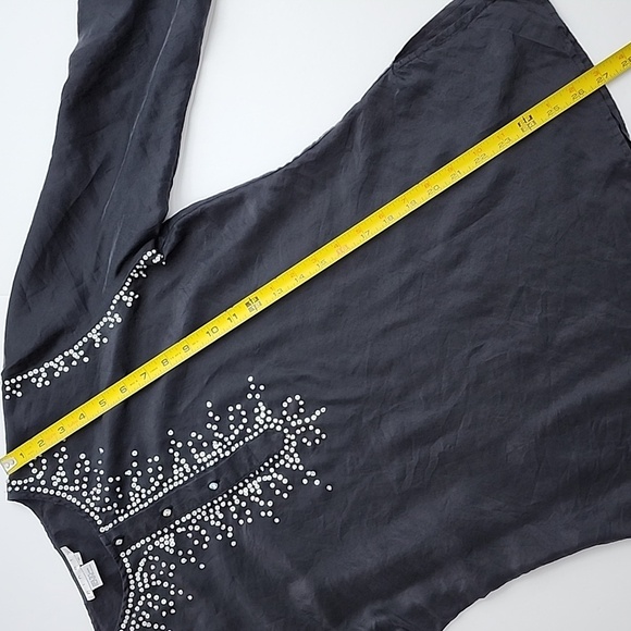 Ninety Sequined 100% Silk Black Tunic Round Neckline  Long Sleeves Size Small - Picture 8 of 8